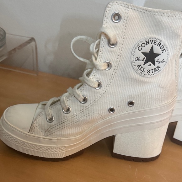 Converse Women's Cream Heeled Boots - Picture 2 of 5